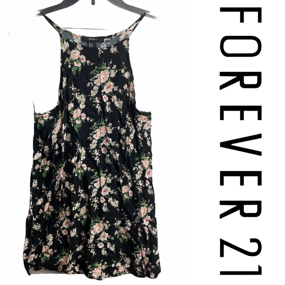 🌿50% off! Forever 21 Black Floral Sleeveless Dress/Tank Size M